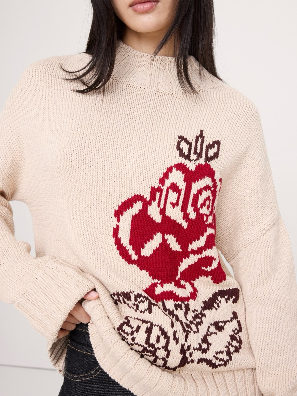 Banana Republic Women’s Cream Rose-Graphic Sweater - Picture 3 of 10